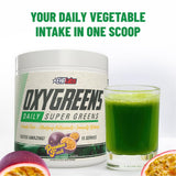 EHP Labs OxyGreens batido matutino con fruta para nutrición extra