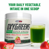 EHP Labs OxyGreens cucharita dosificadora indicando la porción práctica y controlada