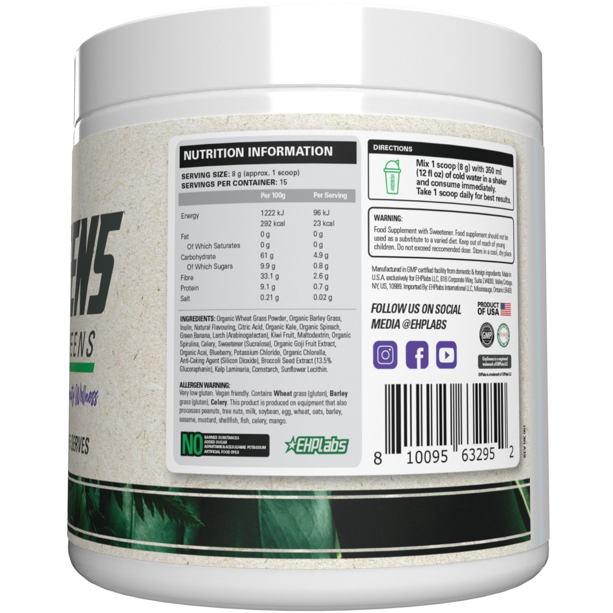 EHP Labs OxyGreens batido matinal estilo de vida energético