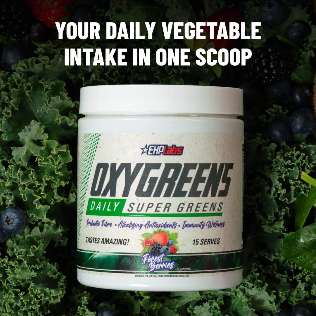EHP Labs OxyGreens ingredientes espirulina y chlorella naturales