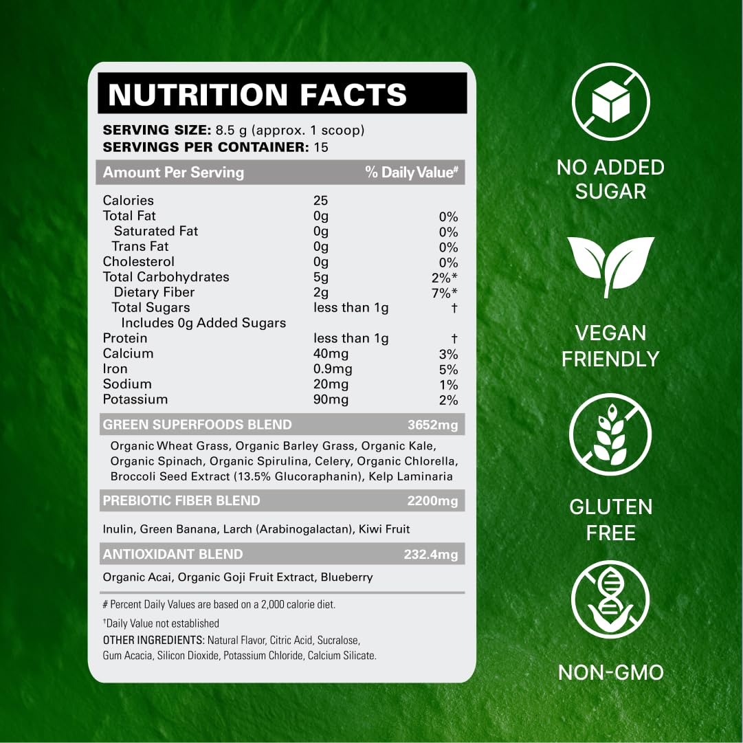 EHP Labs OxyGreens polvo textura cercana que destaca mezcla suave y fácil disolución