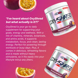 EHP Labs OxyShred etiqueta con ingredientes que destaca composicion responsable