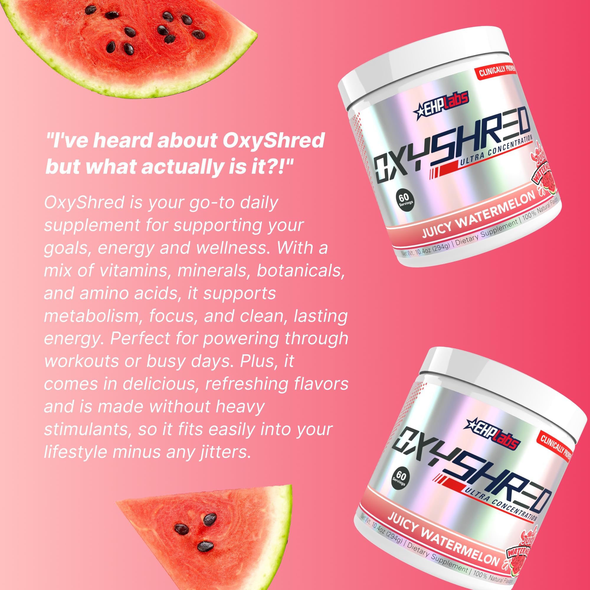 EHP Labs OxyShred etiqueta con ingredientes clave para transparencia y confianza