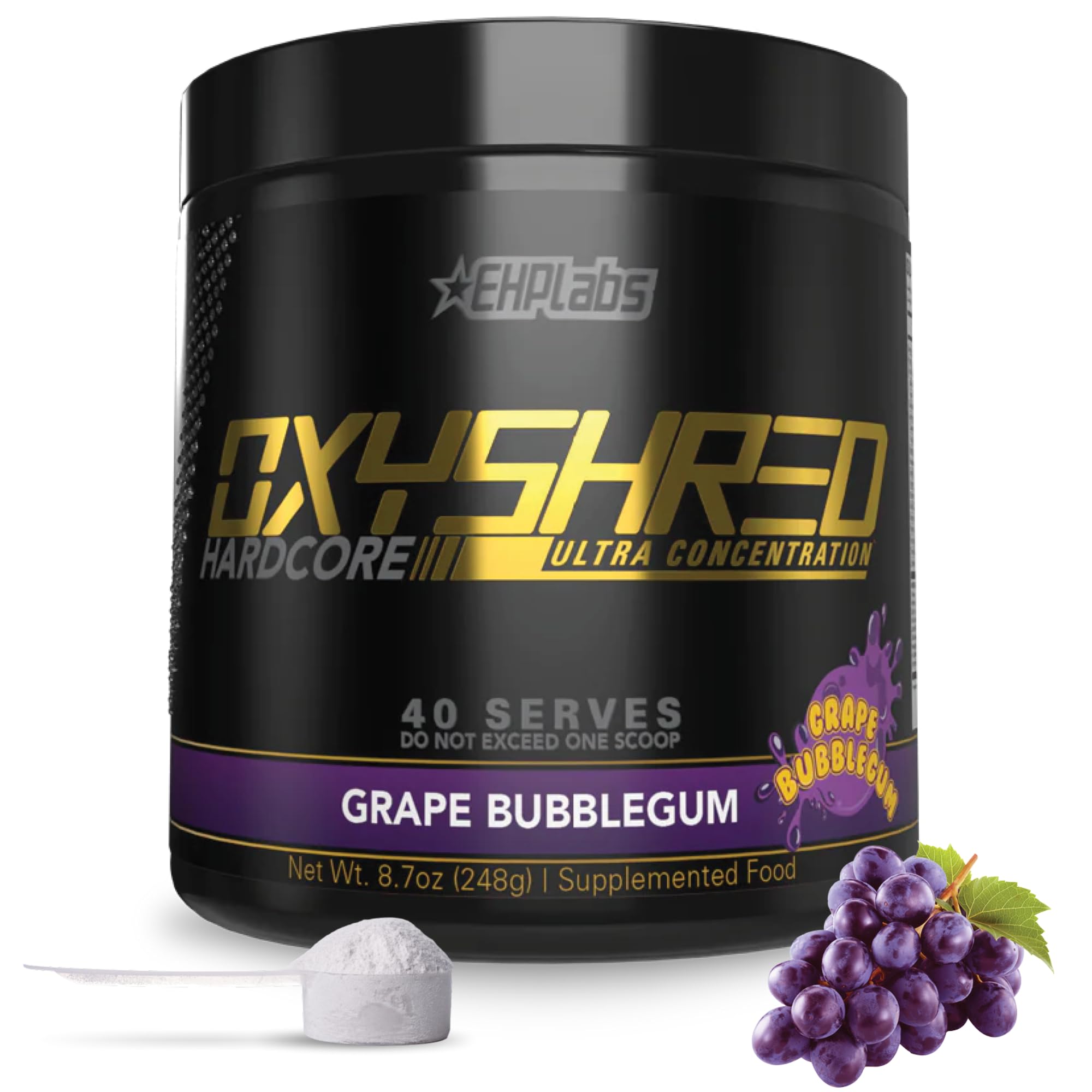EHP Labs OxyShred frasco frontal mostrando diseño y información clave