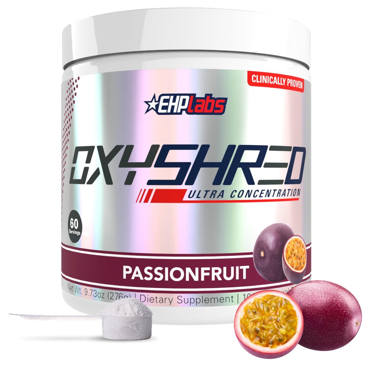EHP Labs OxyShred frontal del envase mostrando presentacion clara y profesional