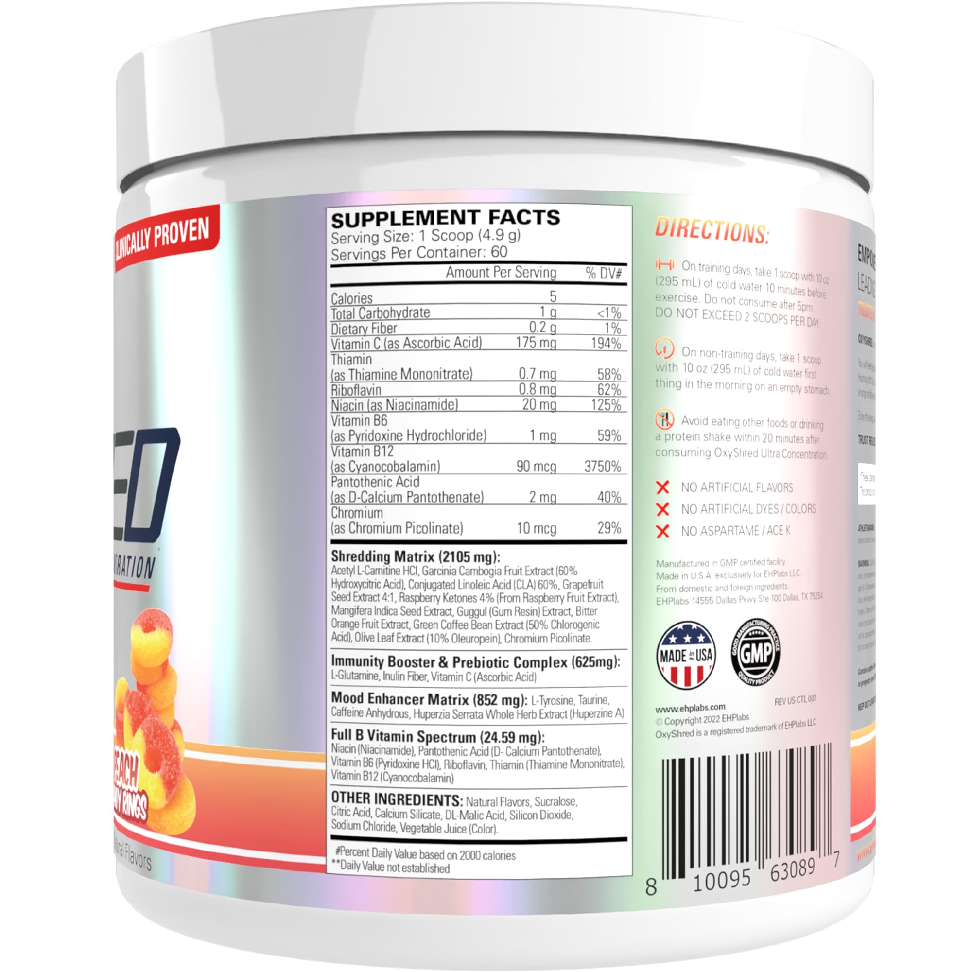 Etiqueta de fabricación GMP EHP Labs certificando control de calidad y confianza