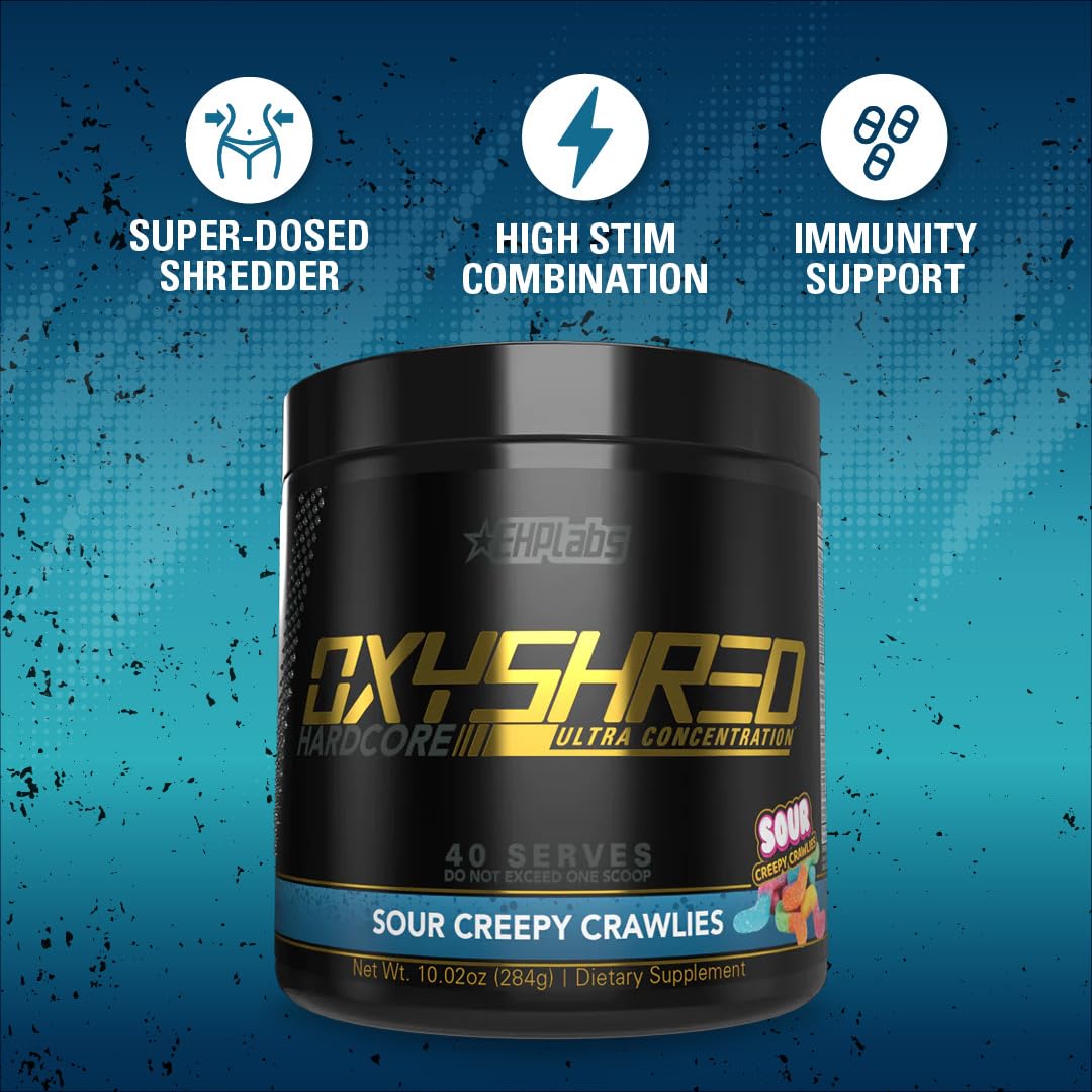 EHP Labs vaso preparado con OxyShred, beneficio: bebida lista para entrenar