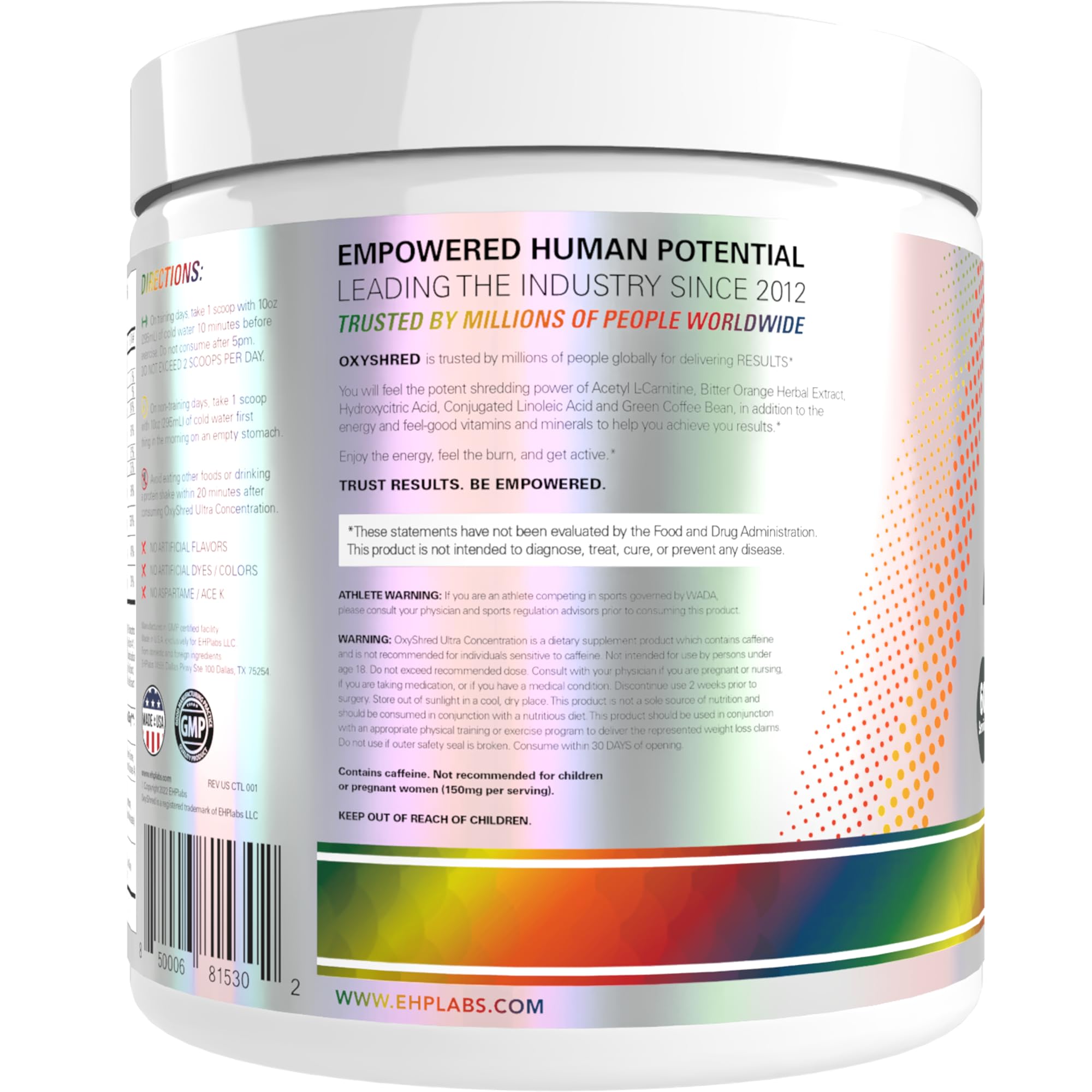EHP Labs OxyShred primeros planos de ingredientes para confianza en calidad