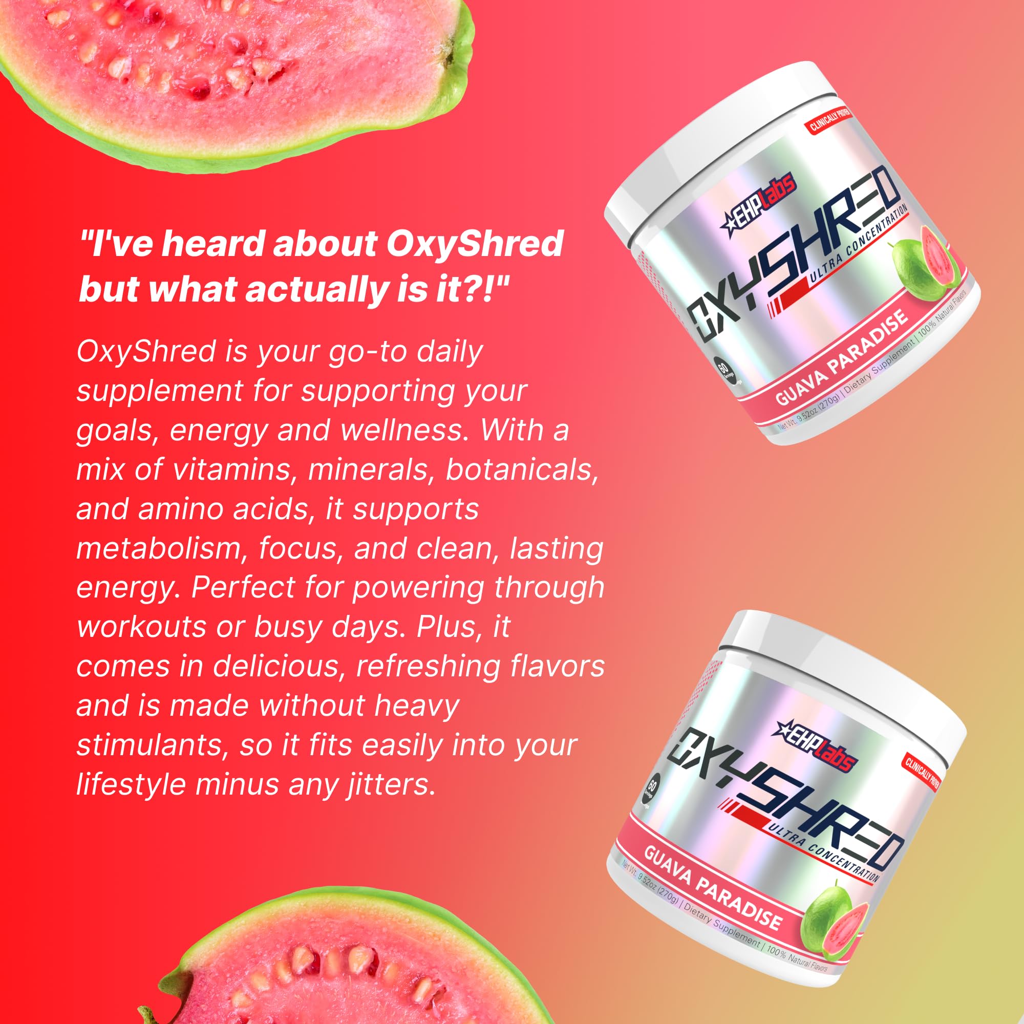 EHP Labs OxyShred ingredientes clave resaltados para soporte metabólico