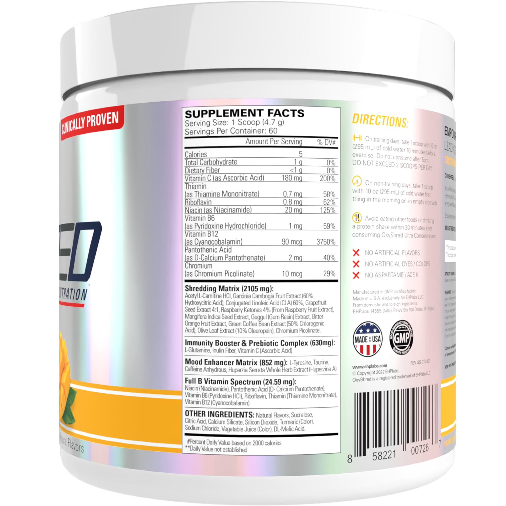 EHP Labs OxyShred atleta en gimnasio antes de entrenar para energía