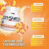 EHP Labs OxyShred polvo en vaso listo para mezclar y obtener energía sin cafeína