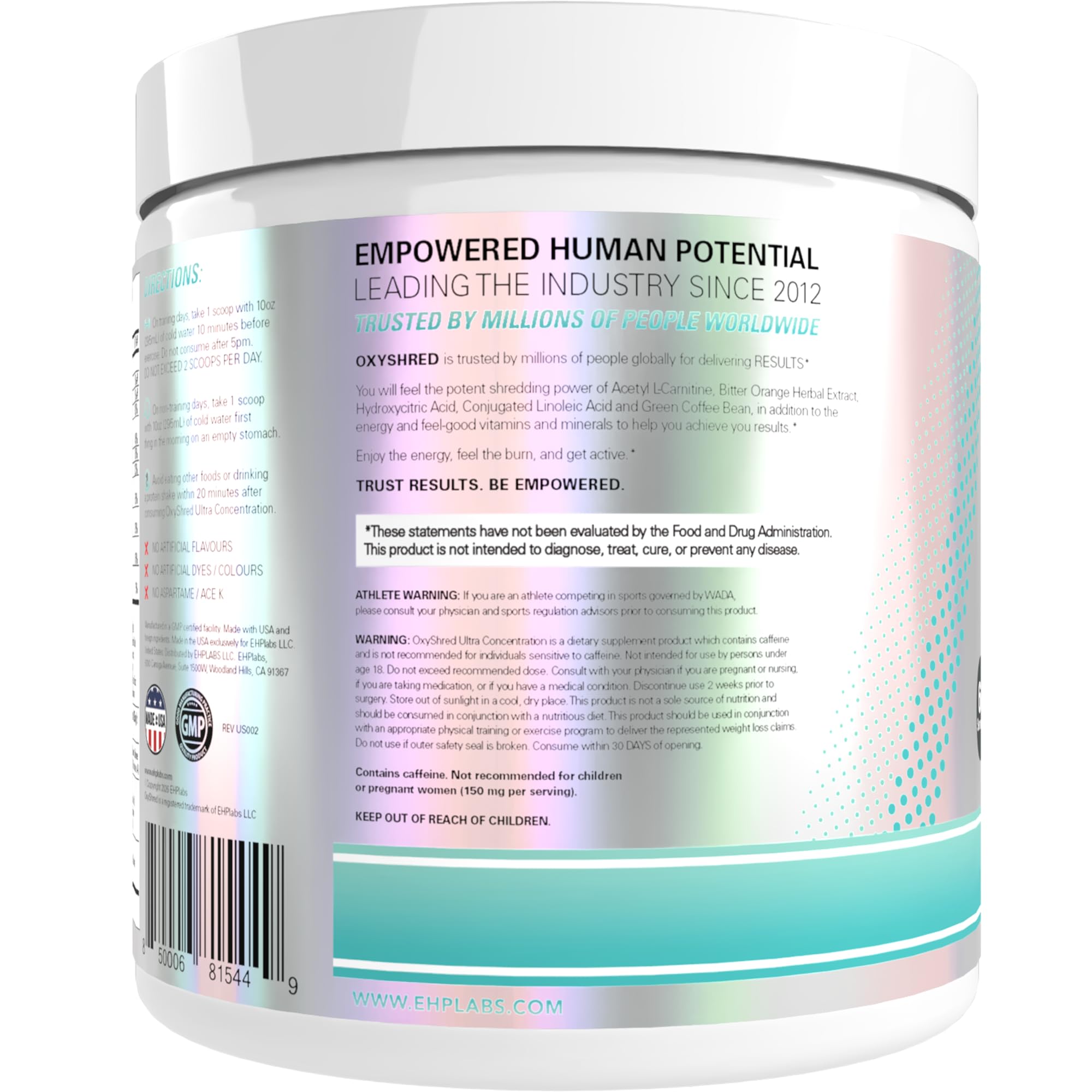Primer plano del sabor Bahama Breeze de OxyShred EHP Labs para paladar agradable