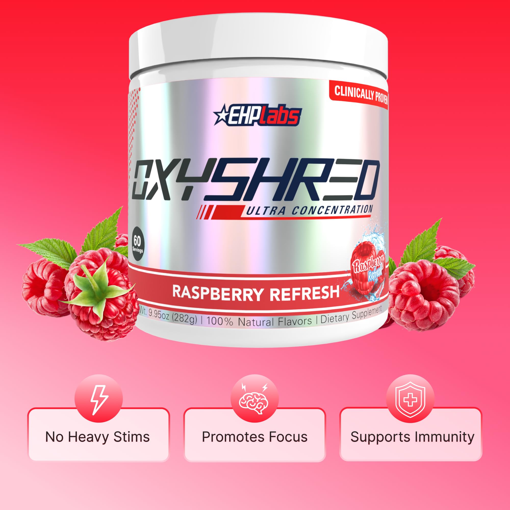 EHP Labs OxyShred junto a toalla y pesa, representando preparación para ejercicio
