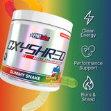 EHP Labs OxyShred bebida lista en vaso, energía previa al entrenamiento