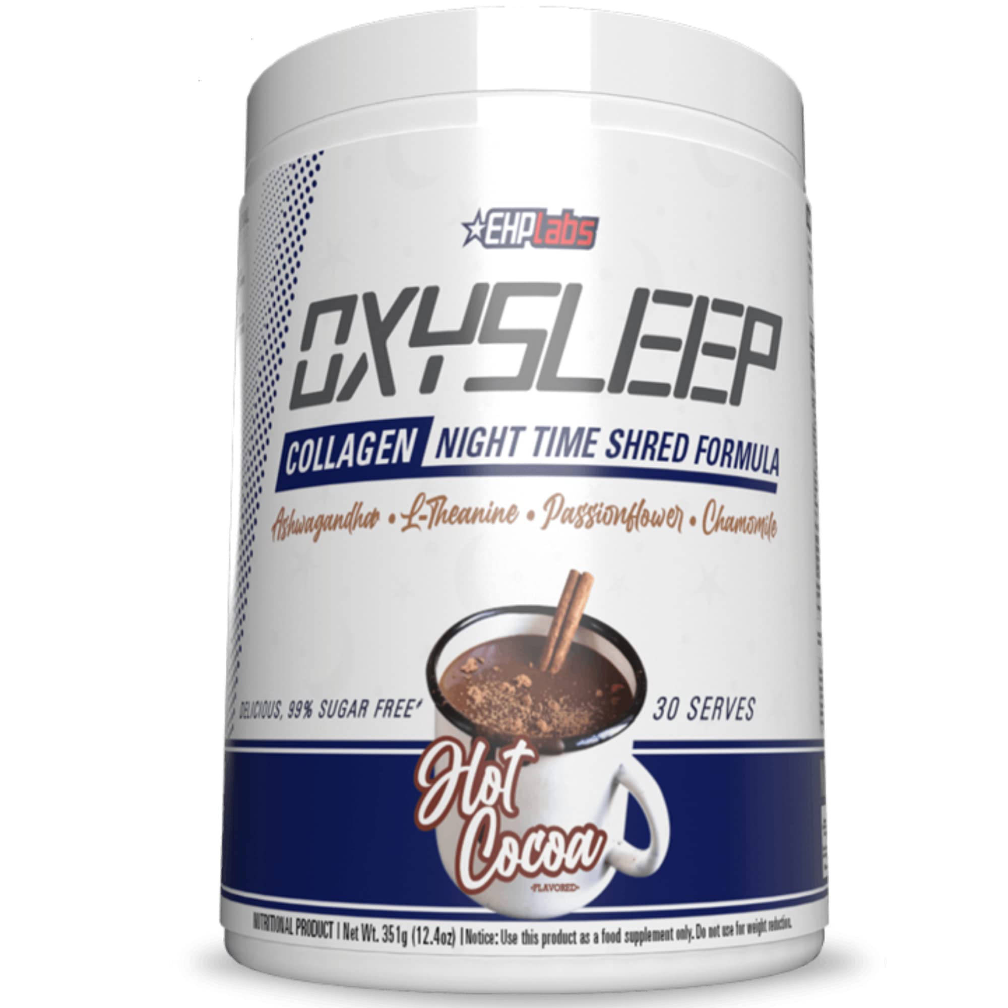 EHP Labs envase frontal mostrando marca y sabor hot cocoa, aporta confianza