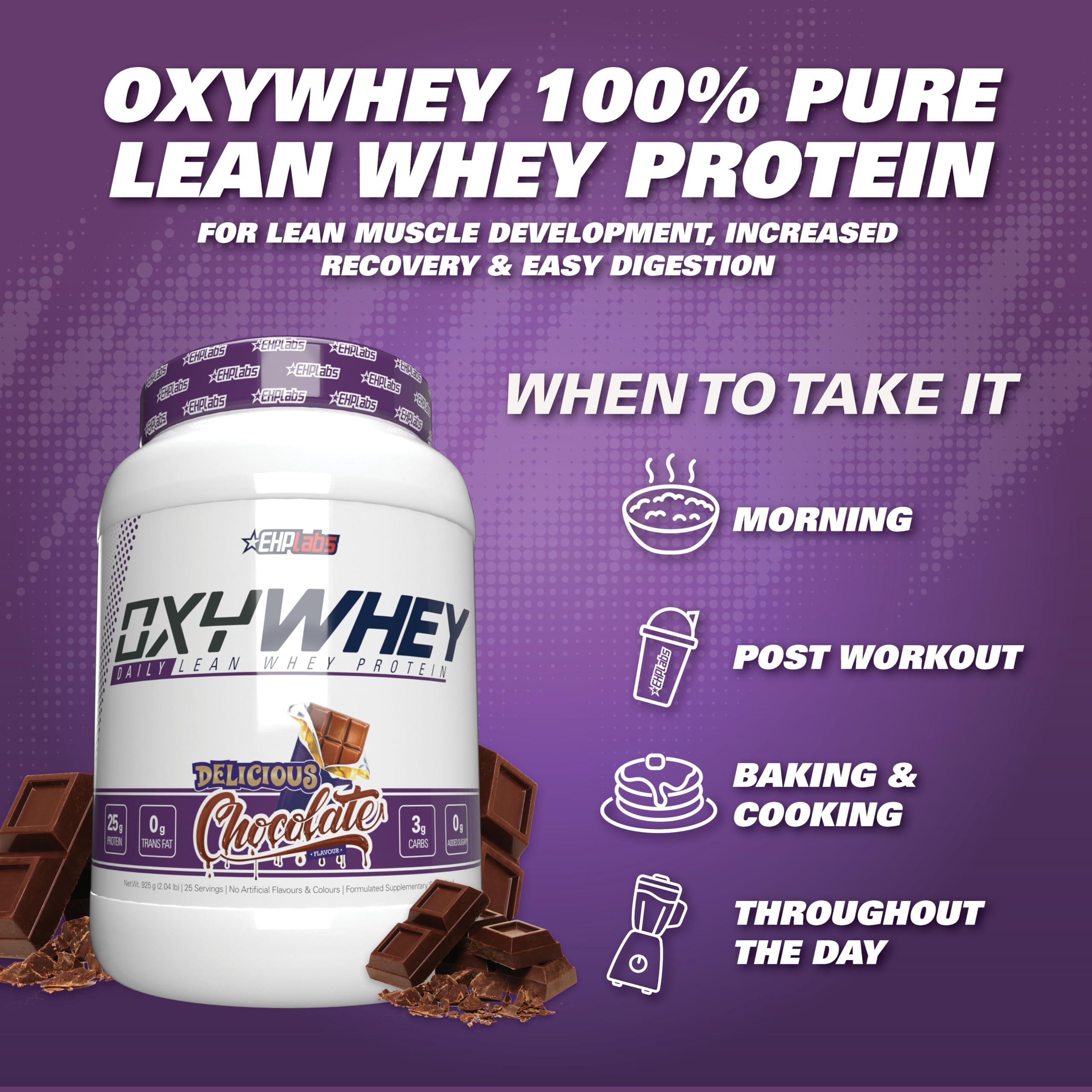 Detalle de ingredientes de EHP Labs OxyWhey destacando enzimas y probióticos