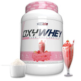 EHP Labs OxyWhey frente del envase mostrando etiqueta y beneficio alto en proteína