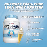 EHP Labs cucharada con OxyWhey mostrando la medida exacta por servicio y conveniencia