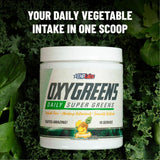 EHP Labs OxyGreens etiqueta con información nutricional, ayuda en elección informada