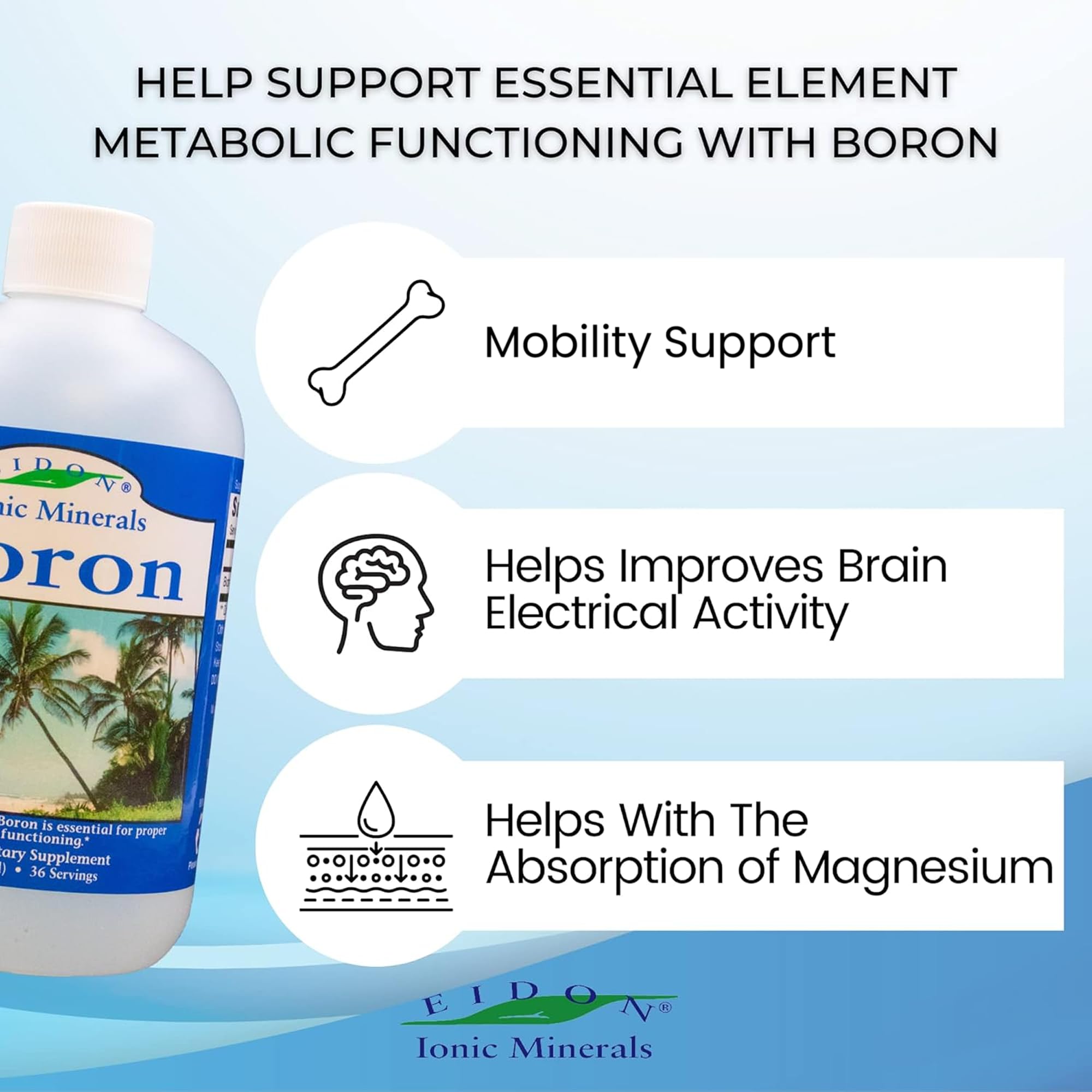 Eidon Ionic Minerals uso en vaso mezclado para tomar y medir dosis