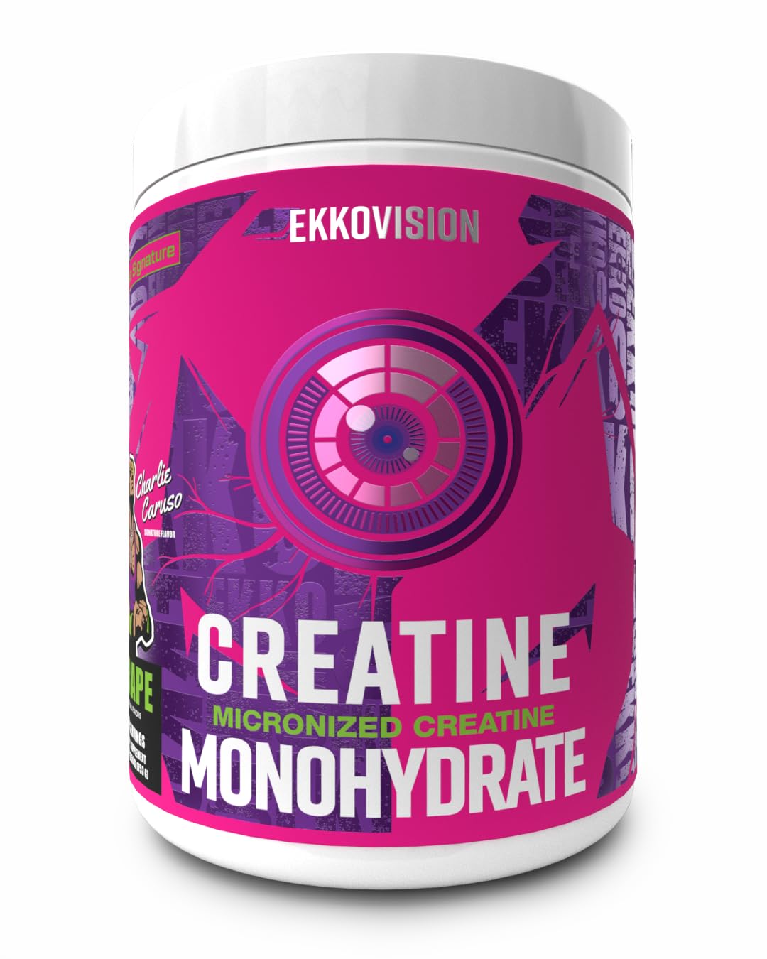 Ekkovision creatine monohydrate frontal del envase con información de 100 porciones