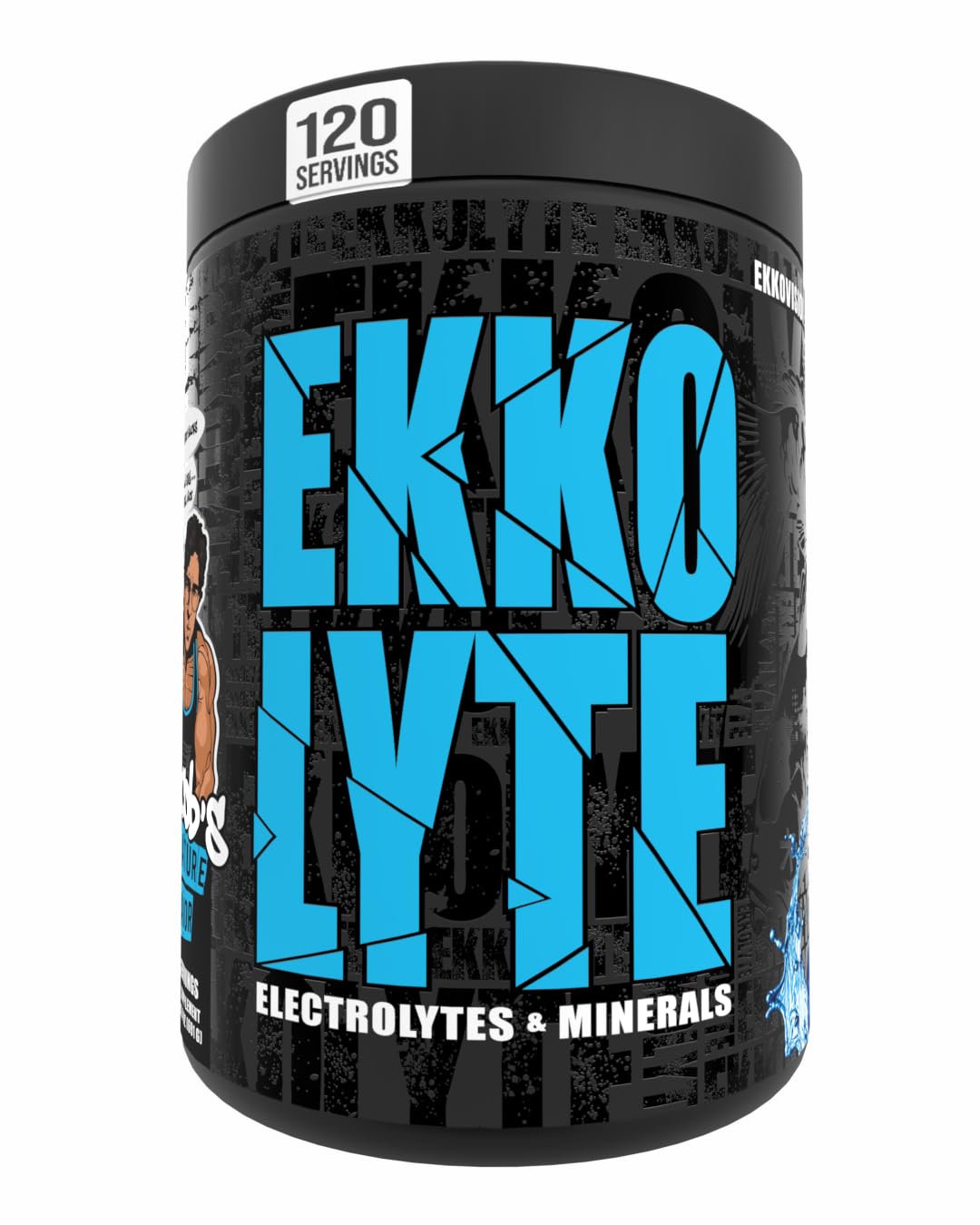 Ekkovision Ekkolyte frente del envase mostrando etiqueta y sabor blue raspberry, facilita elección rápida