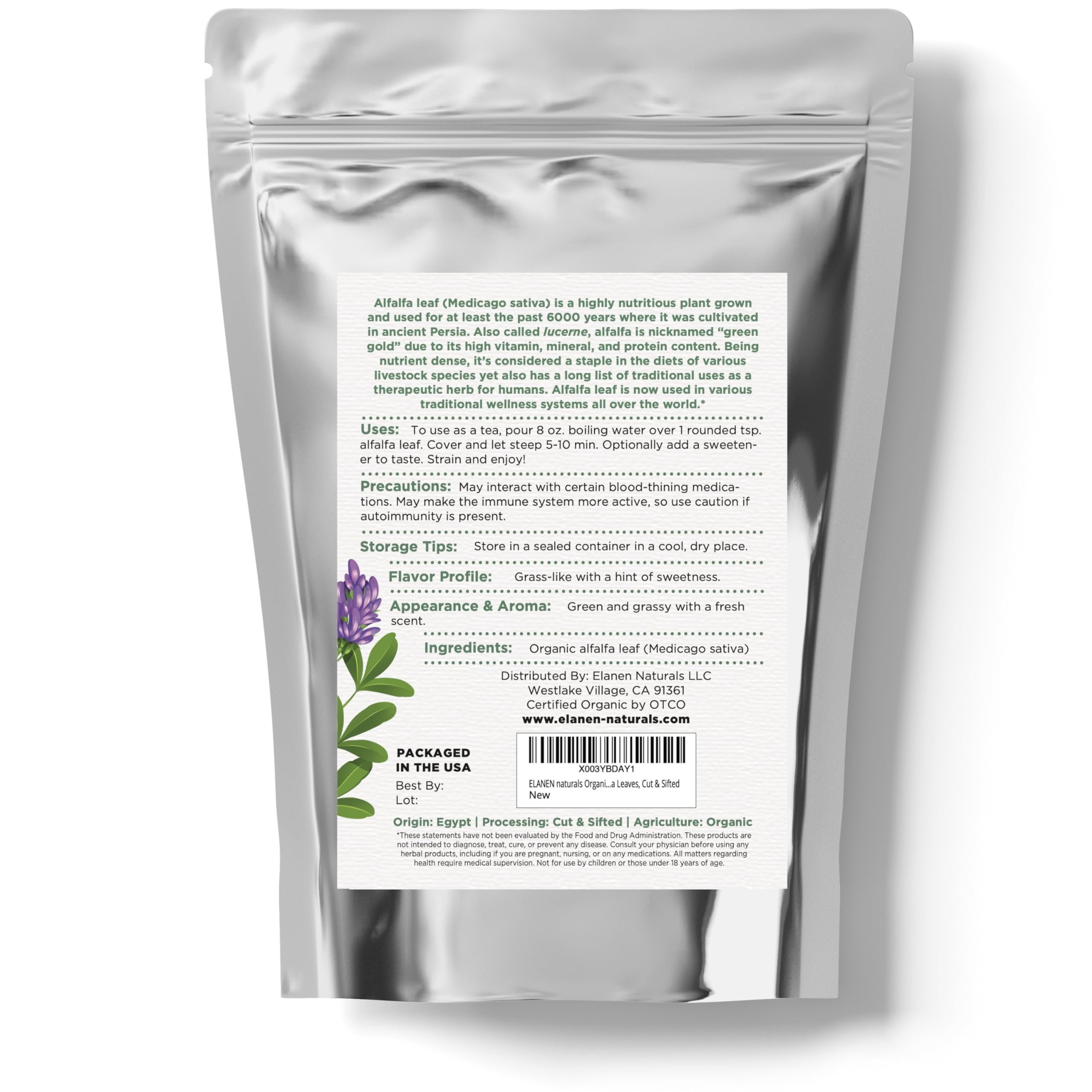 Elanen Naturals bolsa resellable abierta para conservar frescura y aroma