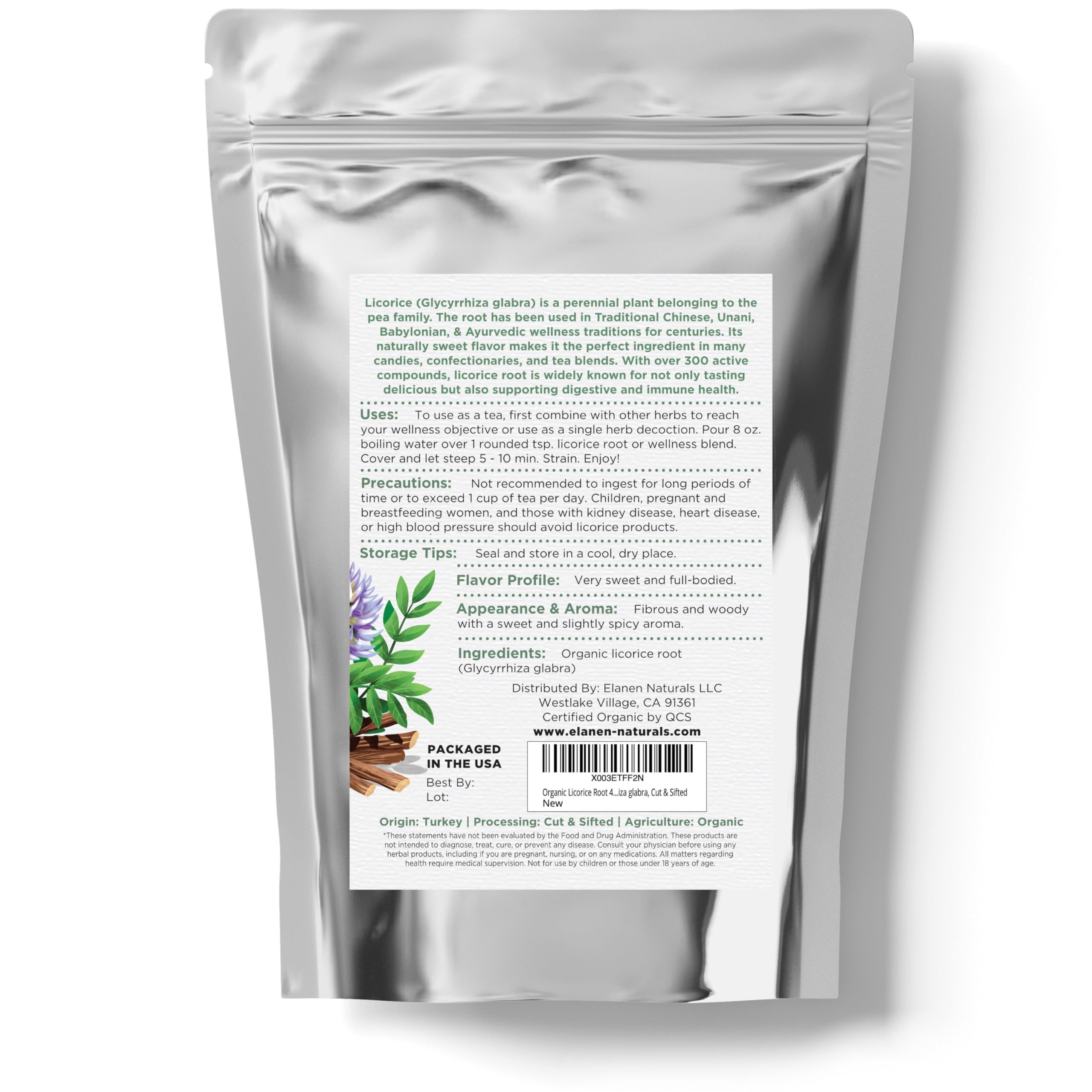 Elanen Naturals primer plano de la fibra de Glycyrrhiza glabra, corte uniforme