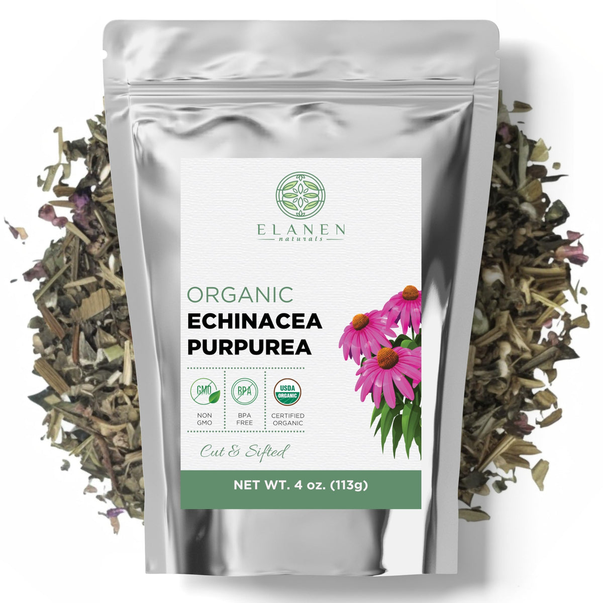 Elanen Naturals frente del empaque mostrando certificado y frescura