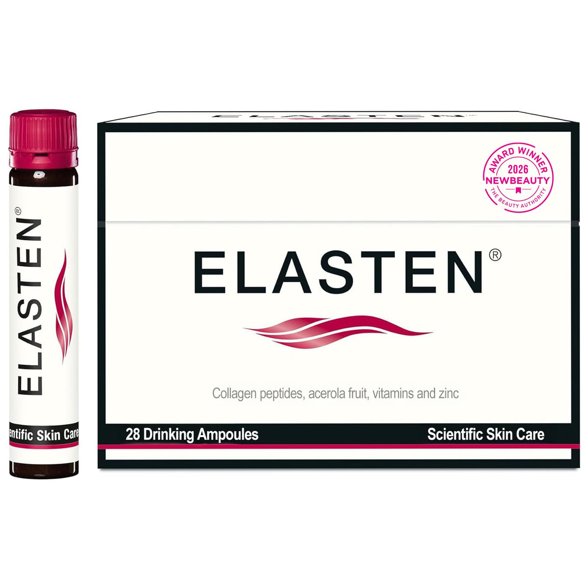 Elasten ampolla frontal mostrando envase práctico y dosis individual