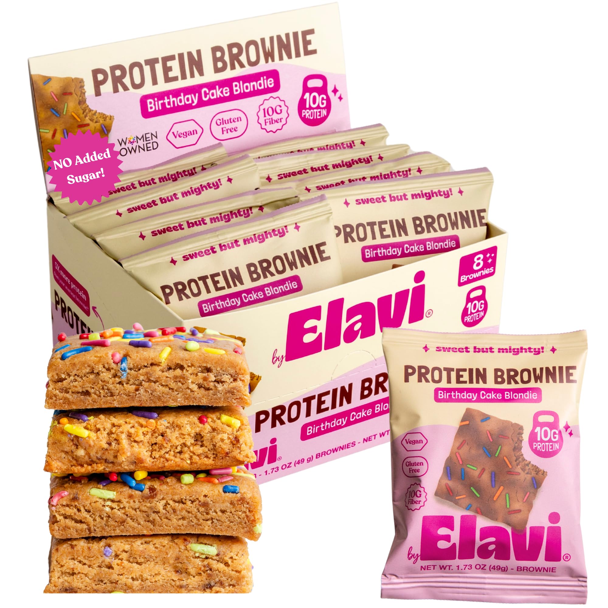 Elavi paquete frontal mostrando las 8 unidades y beneficios de proteína