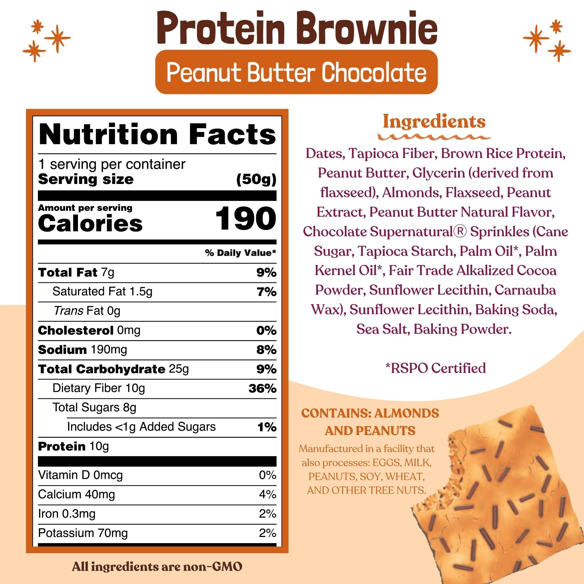 ELAVI brownie envuelto individualmente listo para snack portátil y sin desorden
