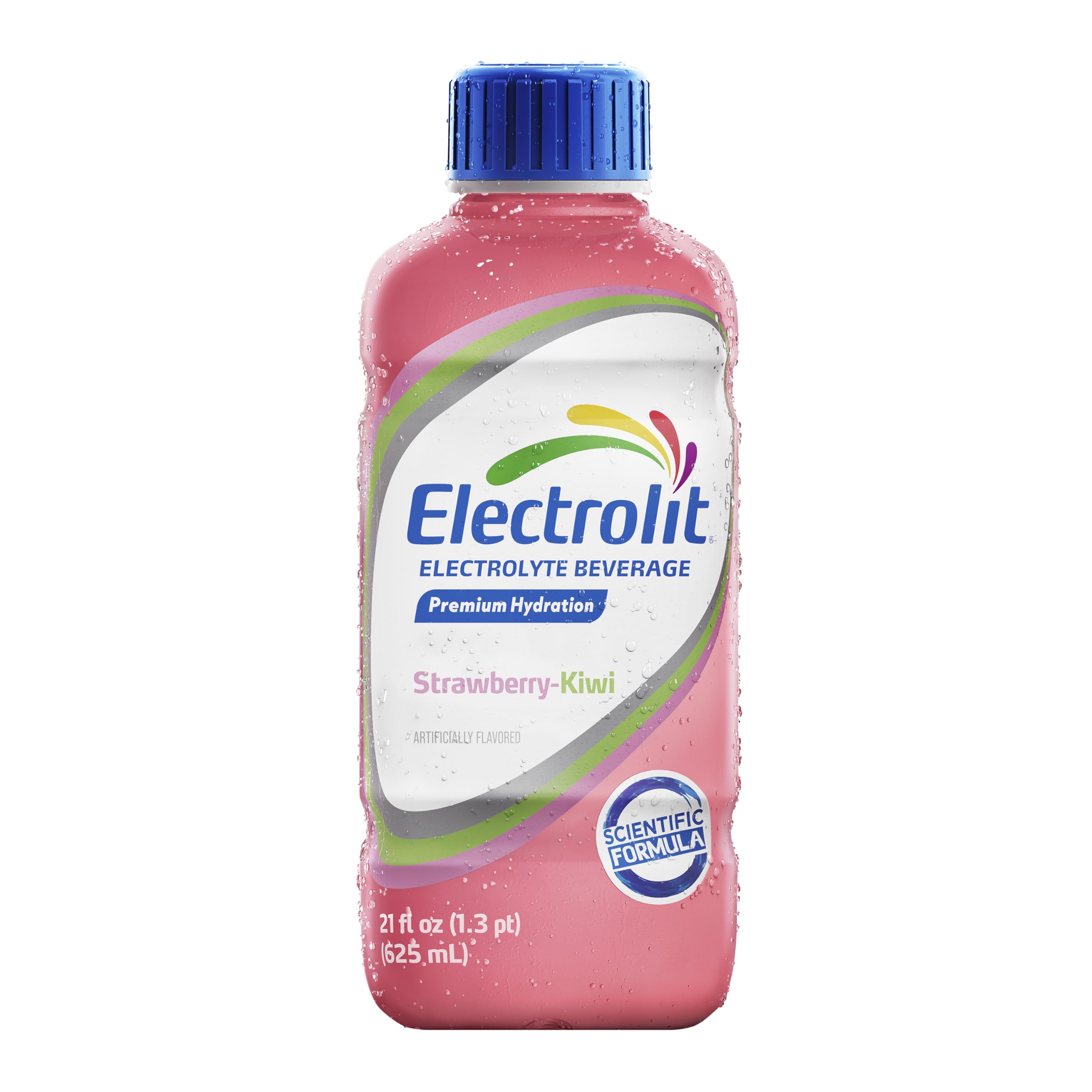 Electrolit botella en ángulo lateral mostrando capacidad y facilidad de agarre