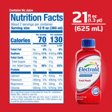 Botella Electrolit junto a una regla para comparar tamaño y capacidad 21 fl oz