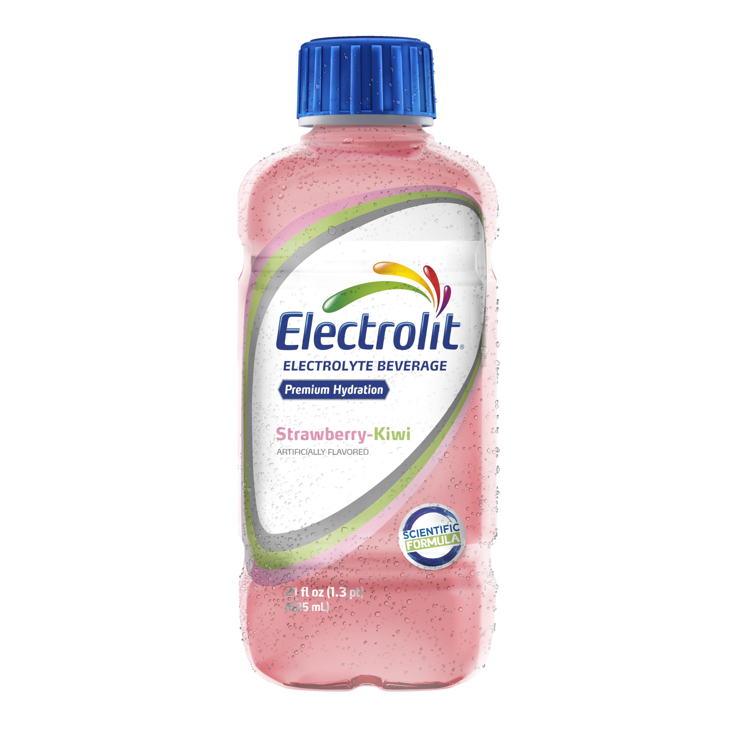 Electrolit botella sostenida en mano para comparar tamaño y servir de porción conveniente