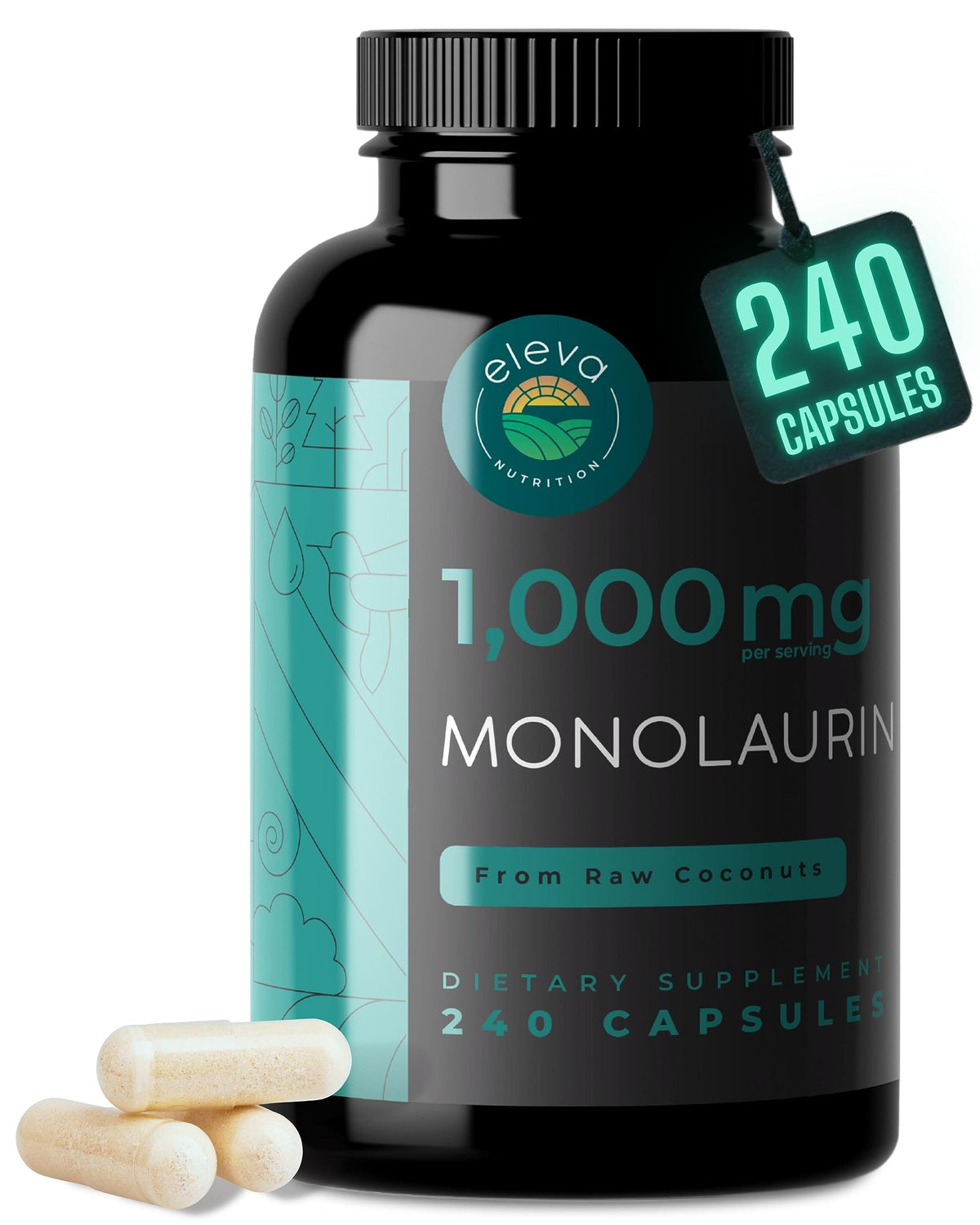 Eleva Nutrition frasco frontal mostrando 240 cápsulas y ahorro