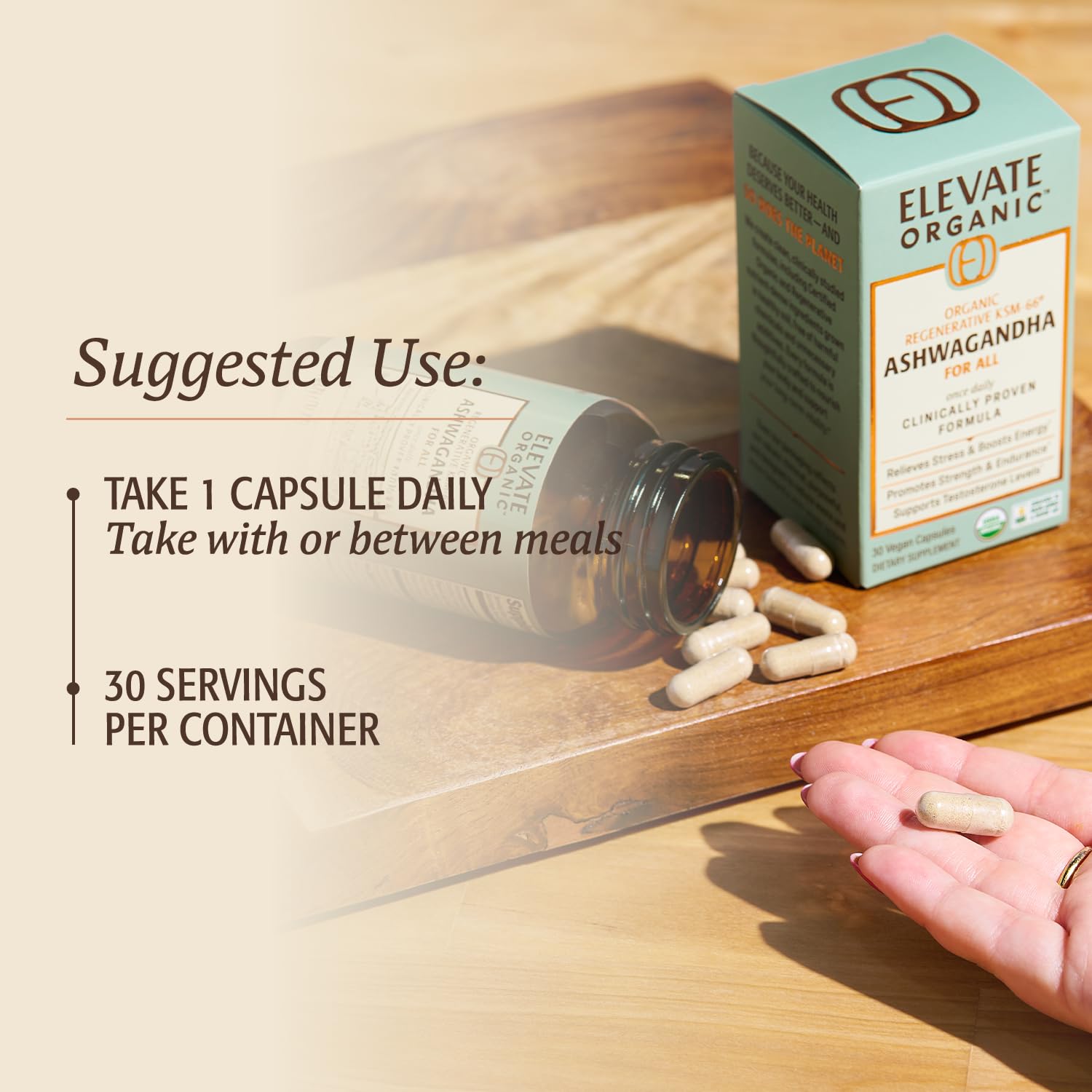 ELEVATE ORGANIC etiqueta con certificaciones USDA Organic y Non-GMO