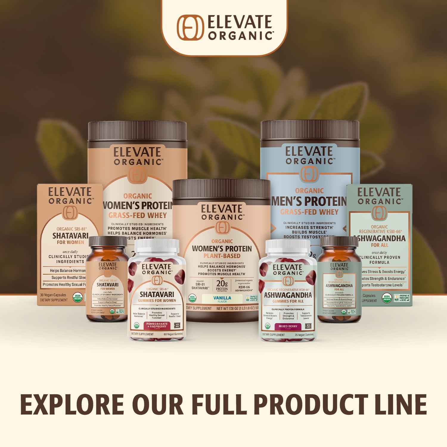 ELEVATE ORGANIC etiqueta con certificaciones orgánicas y No-GMO, aportando confianza