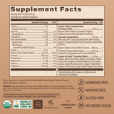 ELEVATE ORGANIC etiqueta con SRI-81 Shatavari y KSM-66 Ashwagandha