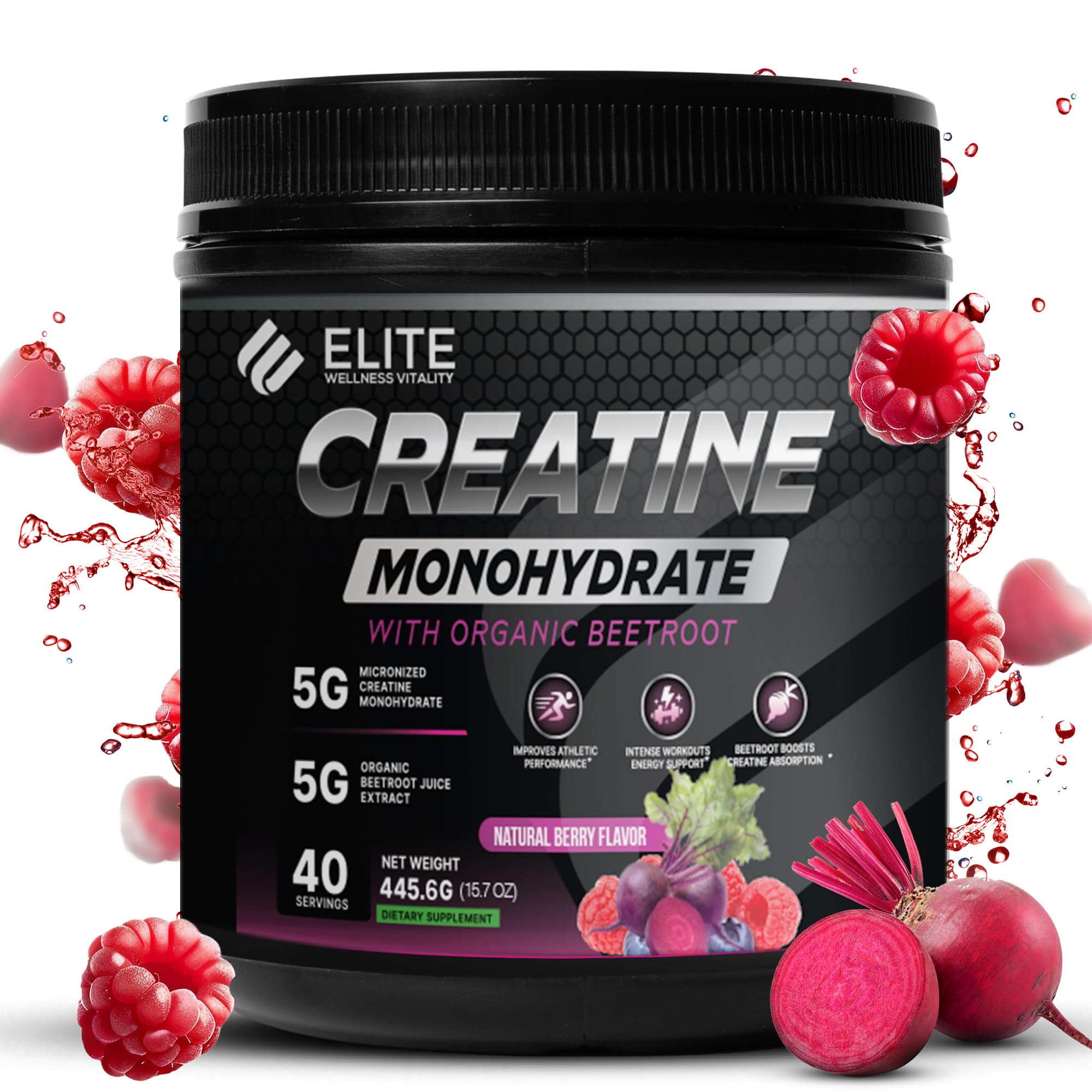 ELITE WELLNESS VITALITY frente del envase mostrando diseño y beneficio de fuerza