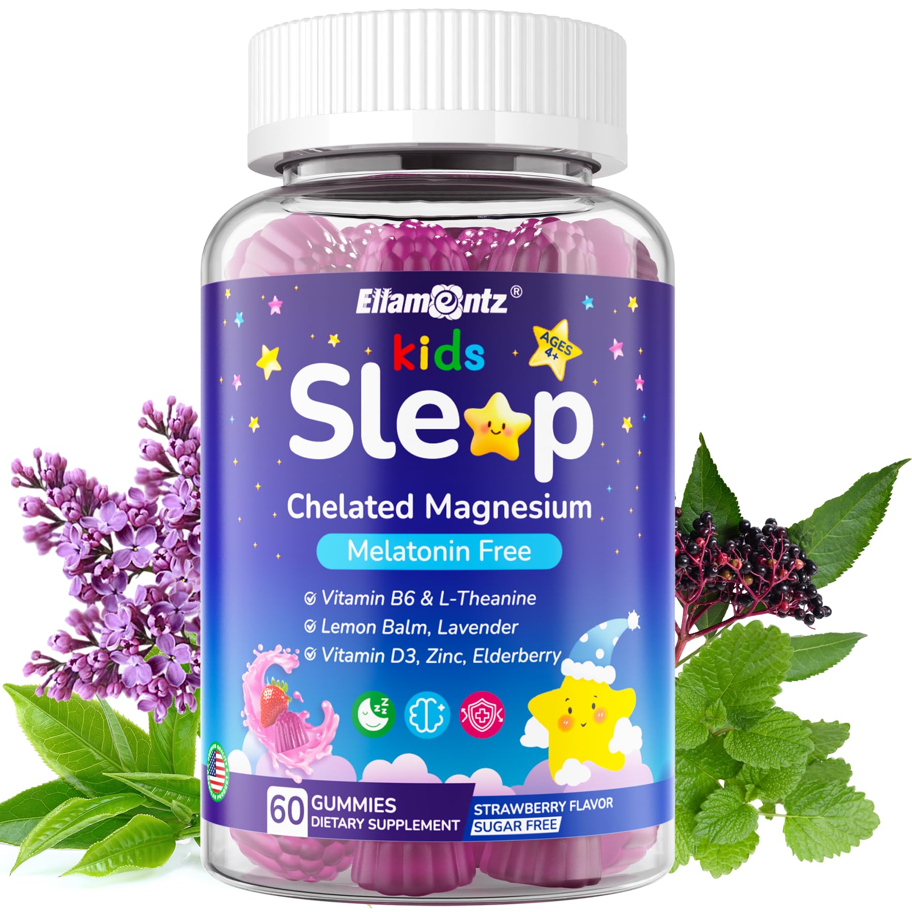 ELLAMENTZ frente del envase mostrando fórmula para dormir y beneficios