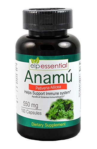 ELP ESSENTIAL frasco frontal de Anamu 100 cápsulas mostrando la etiqueta y beneficio práctico