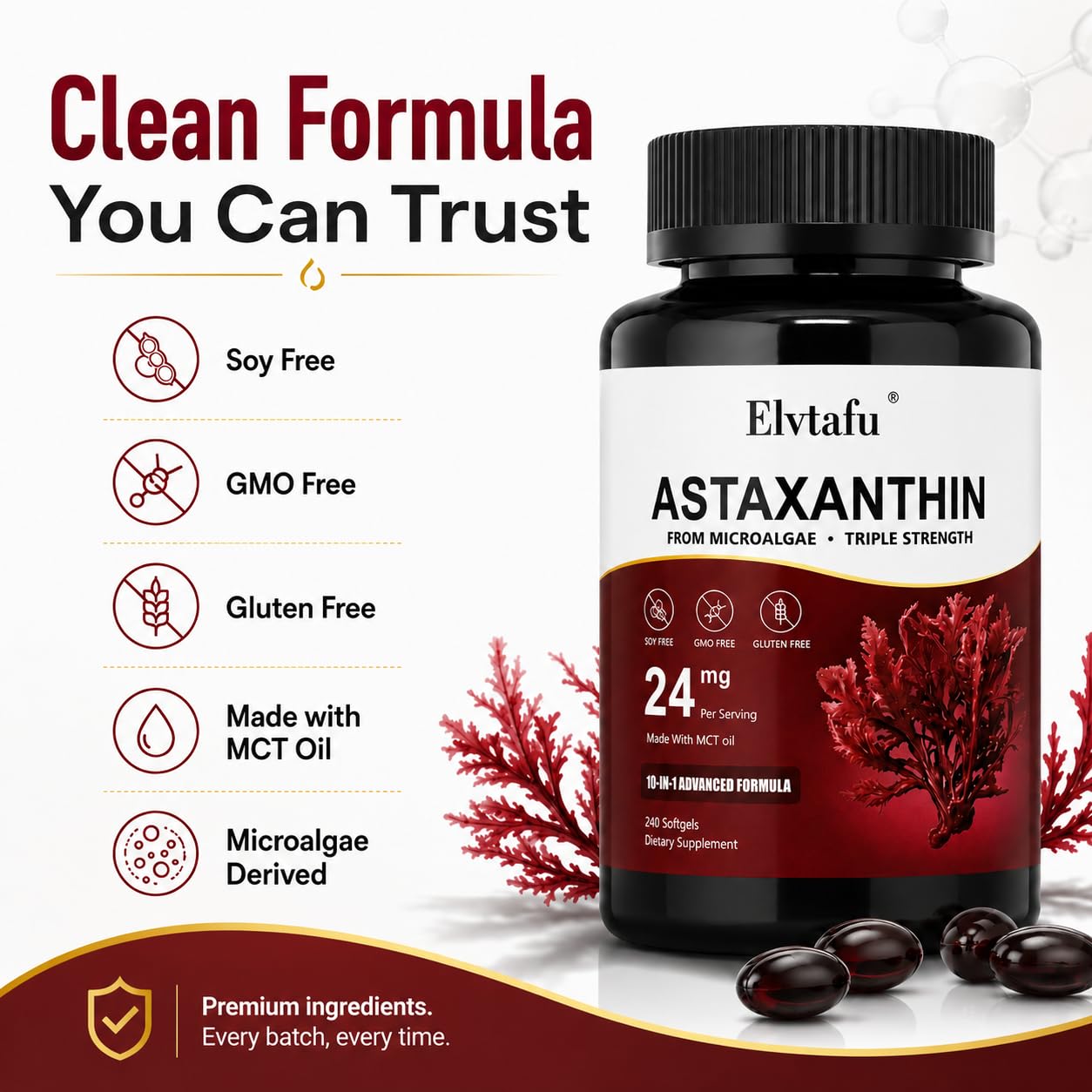 Elvtafu etiqueta nutricional visible indicando 24 mg por porción y transparencia