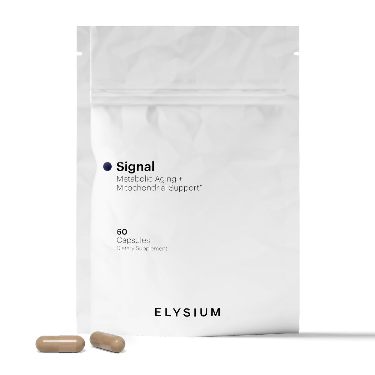 ELYSIUM envase frontal mostrando señal de NMN y beneficio energía
