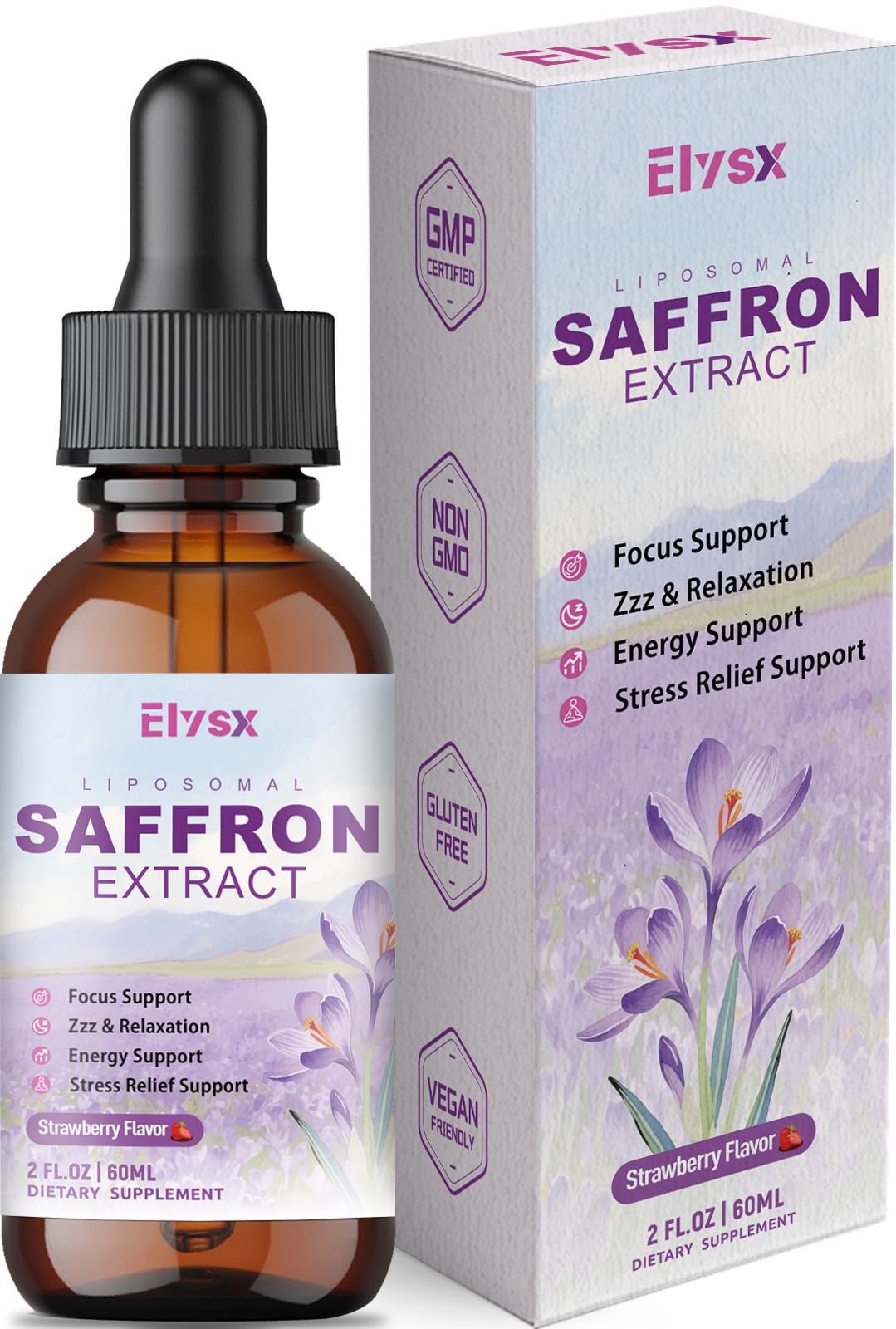 Elysx envase frontal mostrando diseño y beneficio de absorción rápida