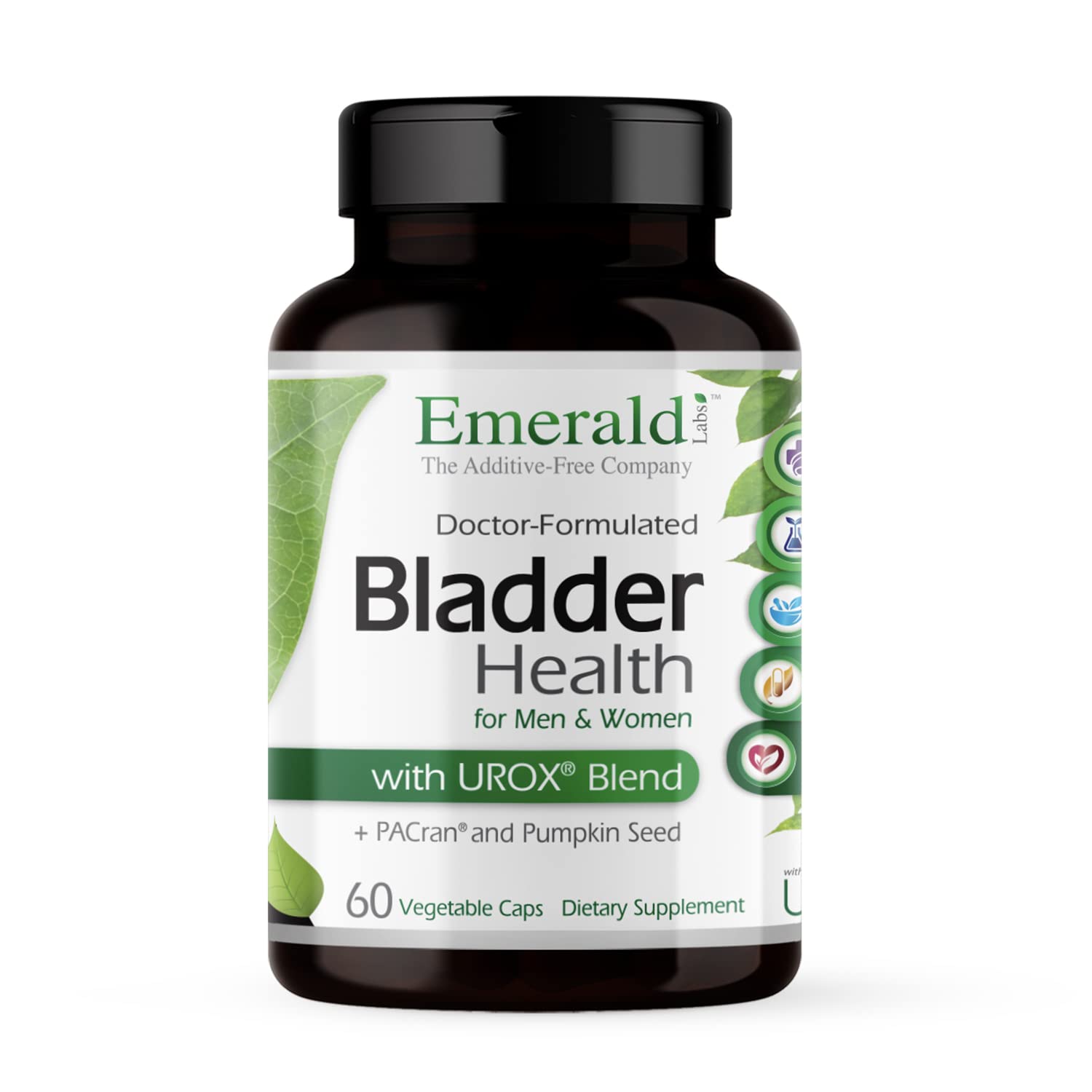 EMERALD LABS envase frontal mostrando 60 cápsulas y beneficio de apoyo urinario