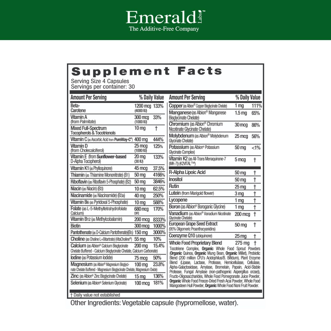 EMERALD LABS cápsula vegetal en primer plano que destaca su textura y facilidad de ingestión