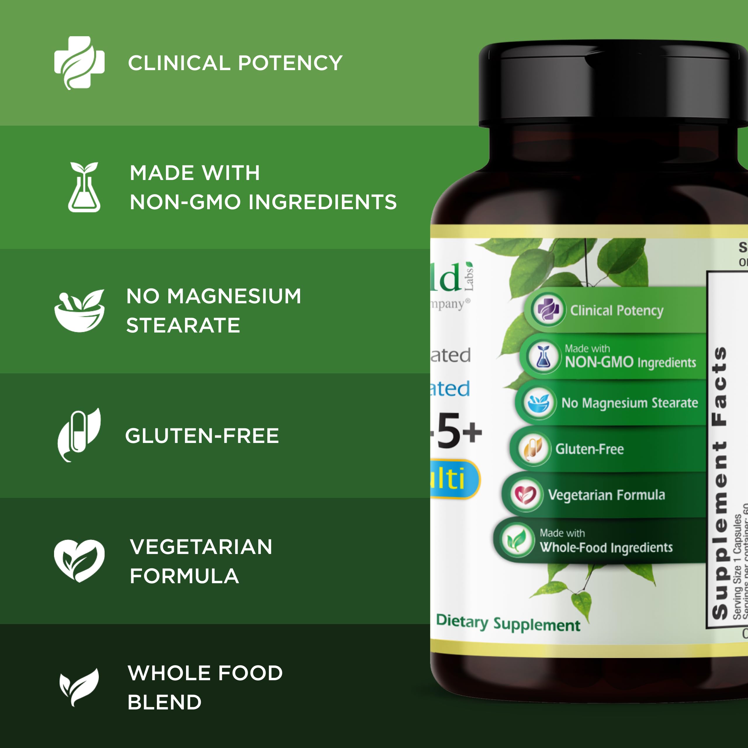 EMERALD LABS etiqueta con lista de ingredientes clave y transparencia de formulación