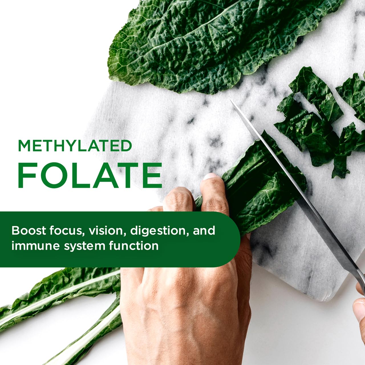 EMERALD LABS etiqueta con lista de ingredientes incluyendo folato metilado para absorción