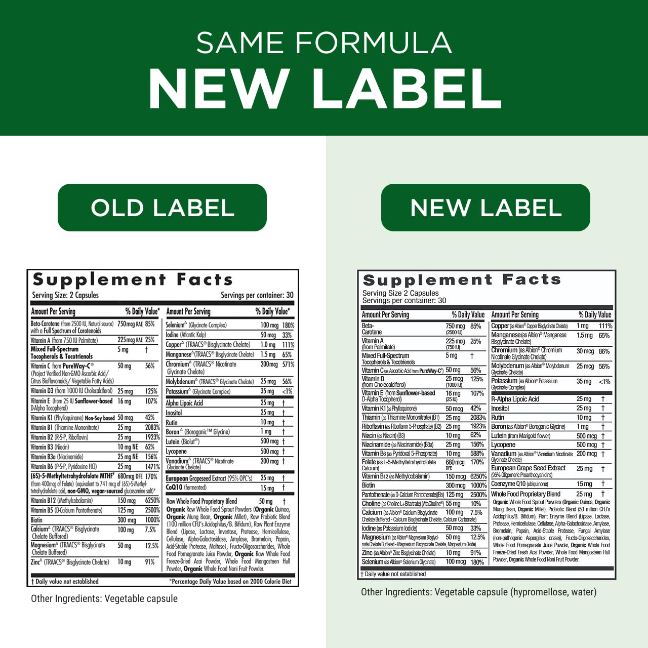 EMERALD LABS etiqueta nutricional en primer plano con información clara